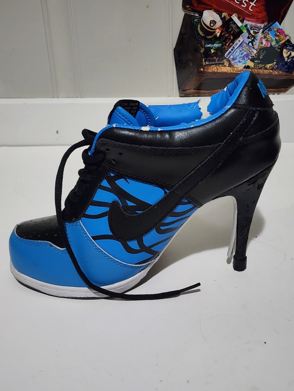 Nike SB Custom High Heel Stiletto Blue Black Rose Womens 9.5 Rare - Picture 6 of 11